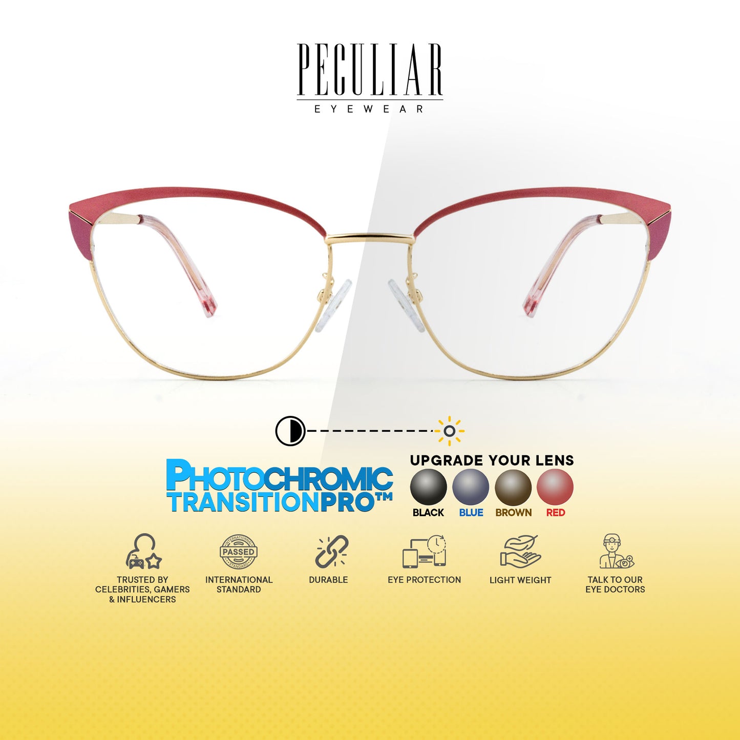 Mary Cat Eye Metal Frame Photochromic TransitionPro