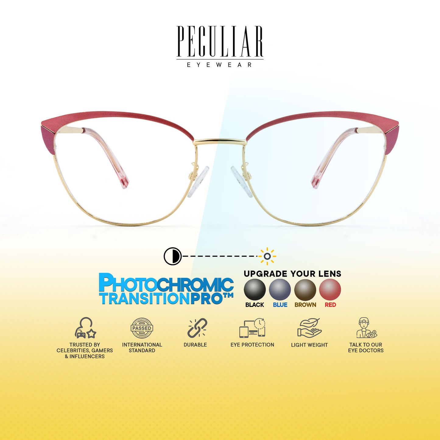 Mary Cat Eye Metal Frame Photochromic TransitionPro