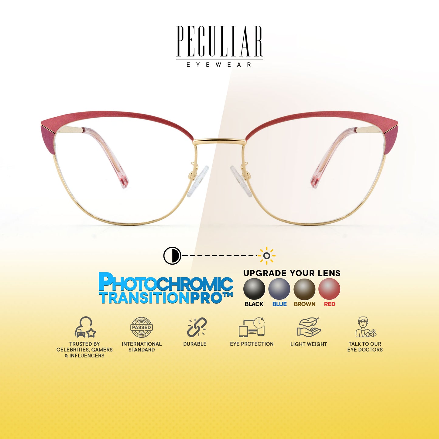 Mary Cat Eye Metal Frame Photochromic TransitionPro