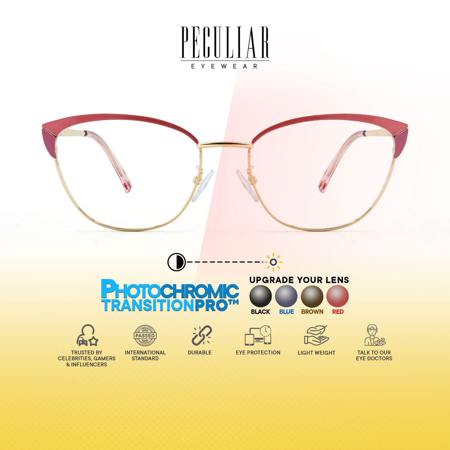 Mary Cat Eye Metal Frame Photochromic TransitionPro