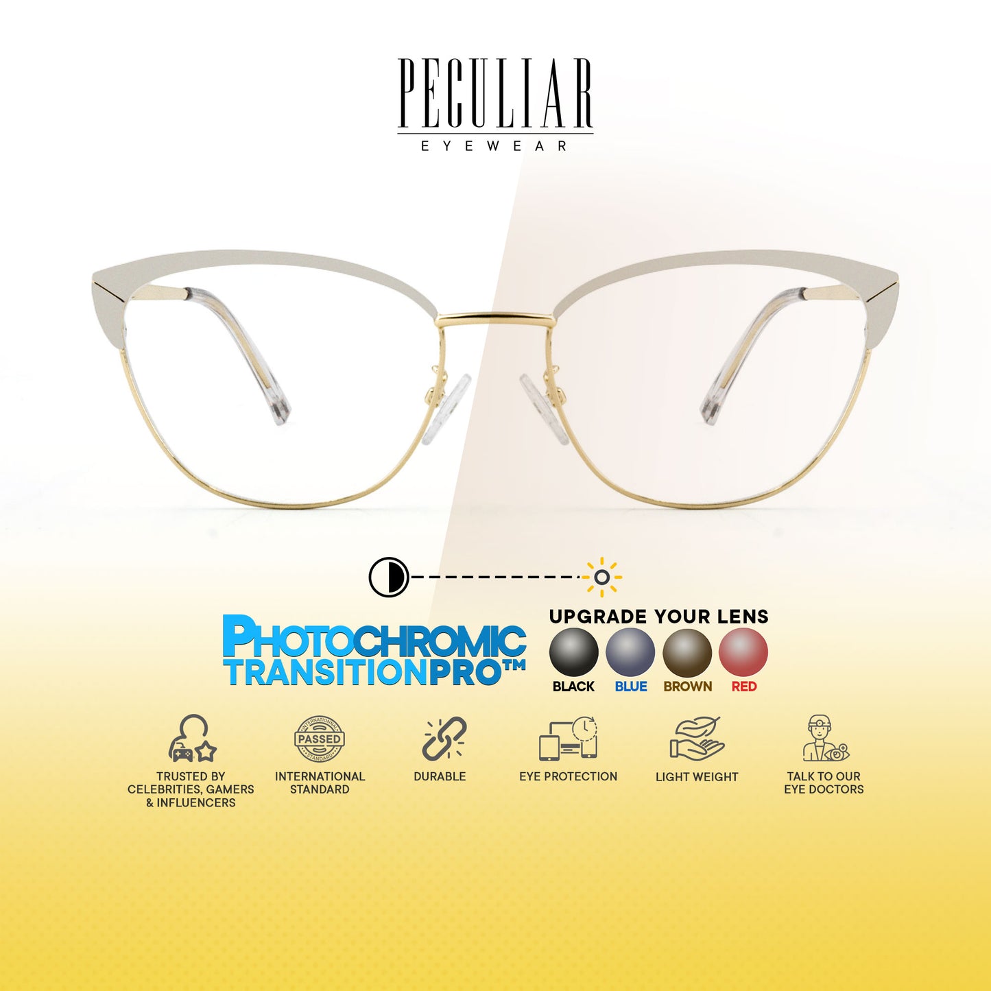 Mary Cat Eye Metal Frame Photochromic TransitionPro