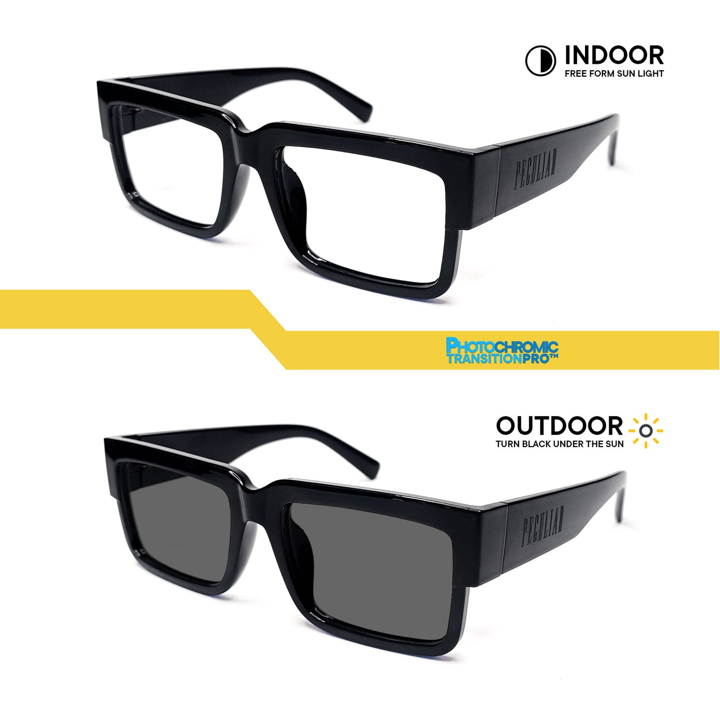 Peculiar Uno Square Acetate Sunglass Anti Rad Eyeglass Replaceable Lens Frames PhotoChromic TransitionPro Polarized UV400 Lens Photochromic TAC Lens for Men and Women