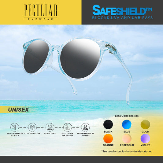 Peculiar Eyewear ANDY Blue Round Acetate Frame Sunglasses Shades For Men and Women