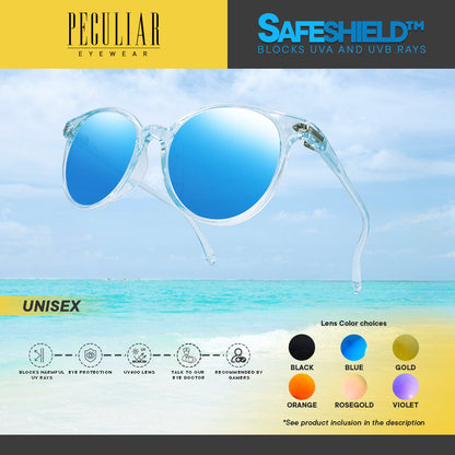Peculiar Eyewear ANDY Blue Round Acetate Frame Sunglasses Shades For Men and Women
