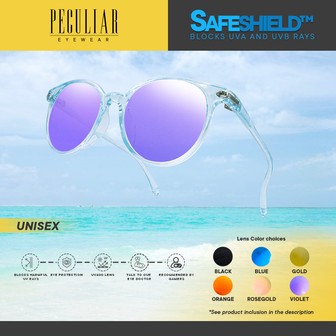 Peculiar Eyewear ANDY Blue Round Acetate Frame Sunglasses Shades For Men and Women