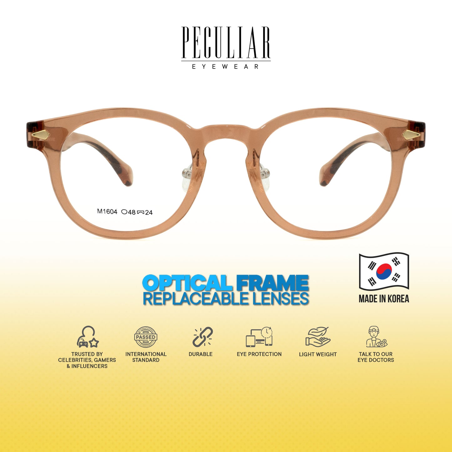 Peculiar Jisu Round Korean BIO-Plastic Super Flex Computer Anti-Radiation Replaceable Lens Eyeglasses