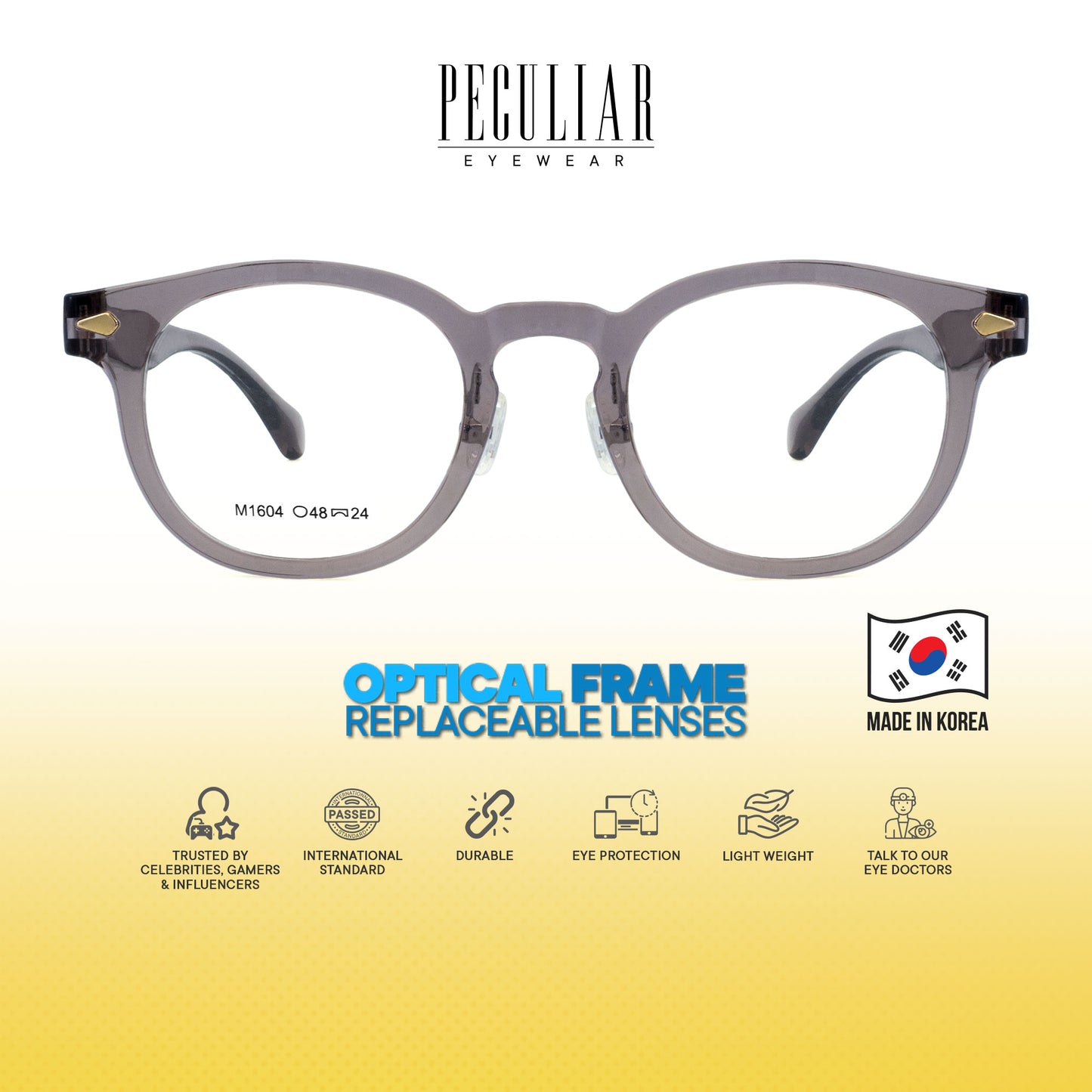 Peculiar Jisu Round Korean BIO-Plastic Super Flex Computer Anti-Radiation Replaceable Lens Eyeglasses