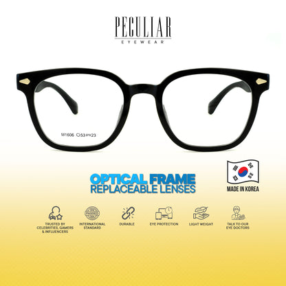 Peculiar Jihu Square Korean BIO-Plastic Super Flex Computer Anti-Radiation Replaceable Lens Eyeglasses