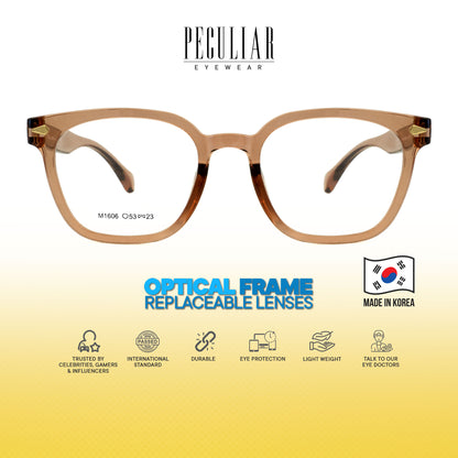 Peculiar Jihu Square Korean BIO-Plastic Super Flex Computer Anti-Radiation Replaceable Lens Eyeglasses