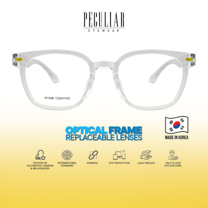 Peculiar Jihu Square Korean BIO-Plastic Super Flex Computer Anti-Radiation Replaceable Lens Eyeglasses