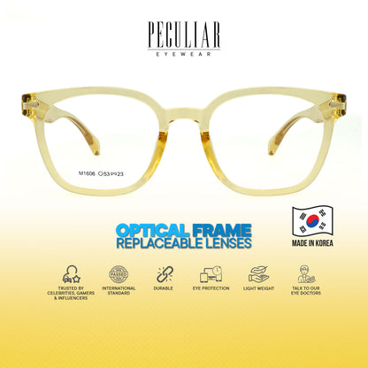 Peculiar Jihu Square Korean BIO-Plastic Super Flex Computer Anti-Radiation Replaceable Lens Eyeglasses