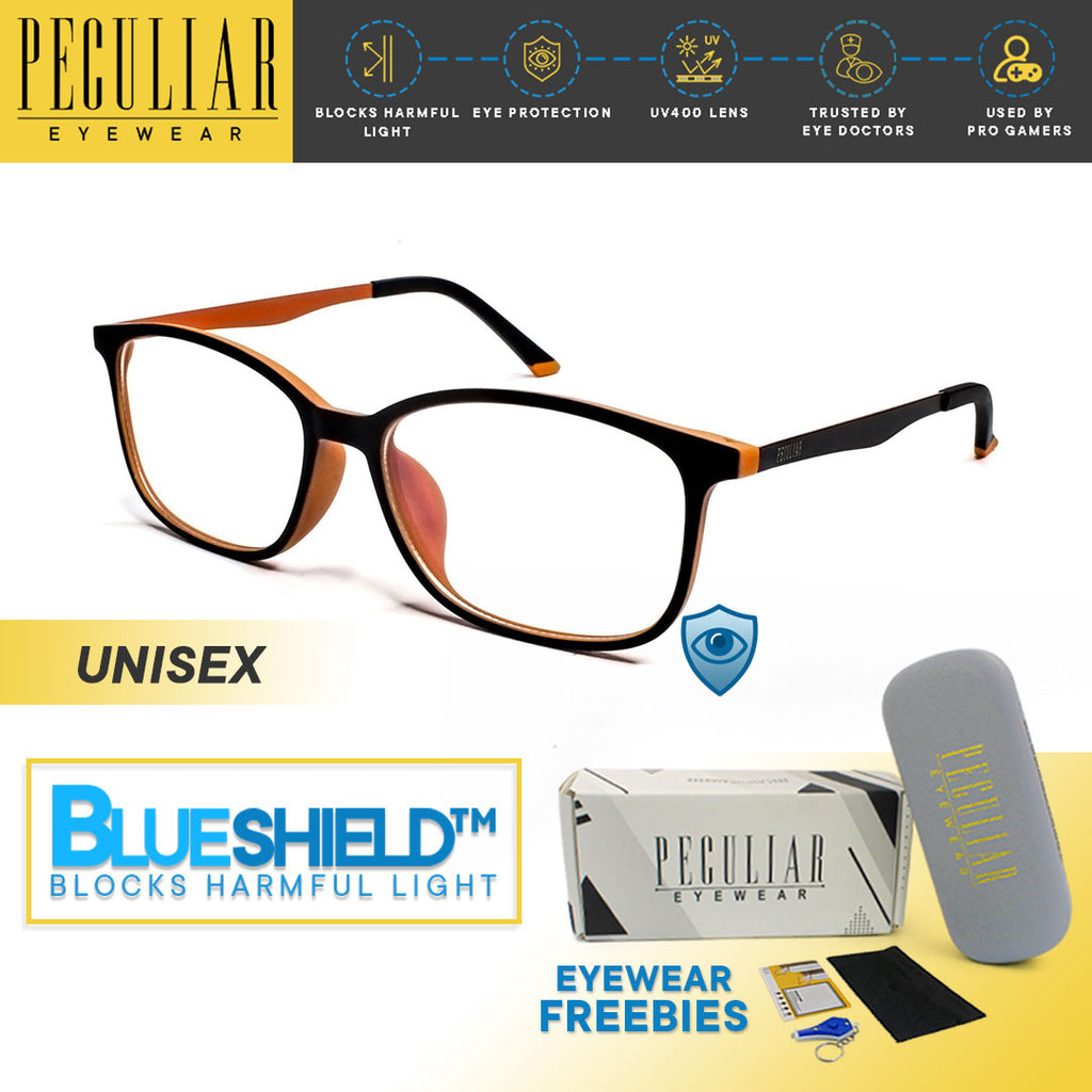 Peculiar ETHAN Square FLEX TR90 Rubberized Frame Anti Radiation Glasses UV400