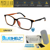Peculiar ETHAN Square FLEX TR90 Rubberized Frame Anti Radiation Glasses UV400
