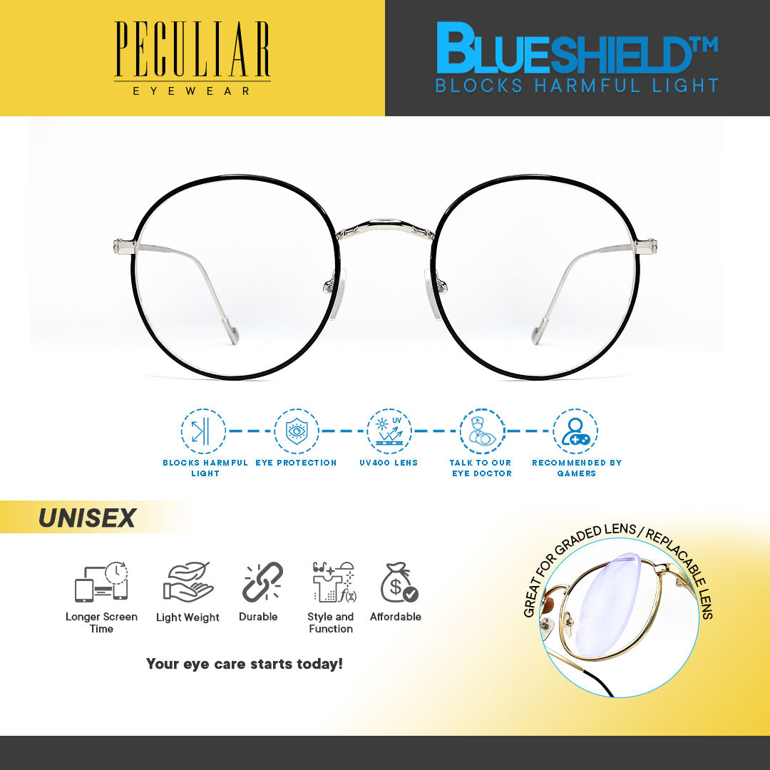 Ces Style ICE BABY x Peculiar Round Alloy Frame Anti Radiation Glasses UV400