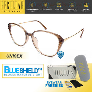 Peculiar CARA Cat's Eye Polycarbonate & Stainless Frame Anti Radiation Glasses UV400