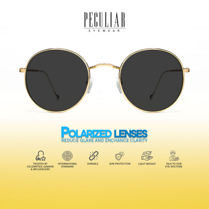 Peculiar Erin Round Metal Black Lens Sunglass Polarized Anti Rad Eyeglass Replaceable Lens Frames PhotoChromic TransitionPro  UV400 Lens Photochromic TAC Lens for Men and Women