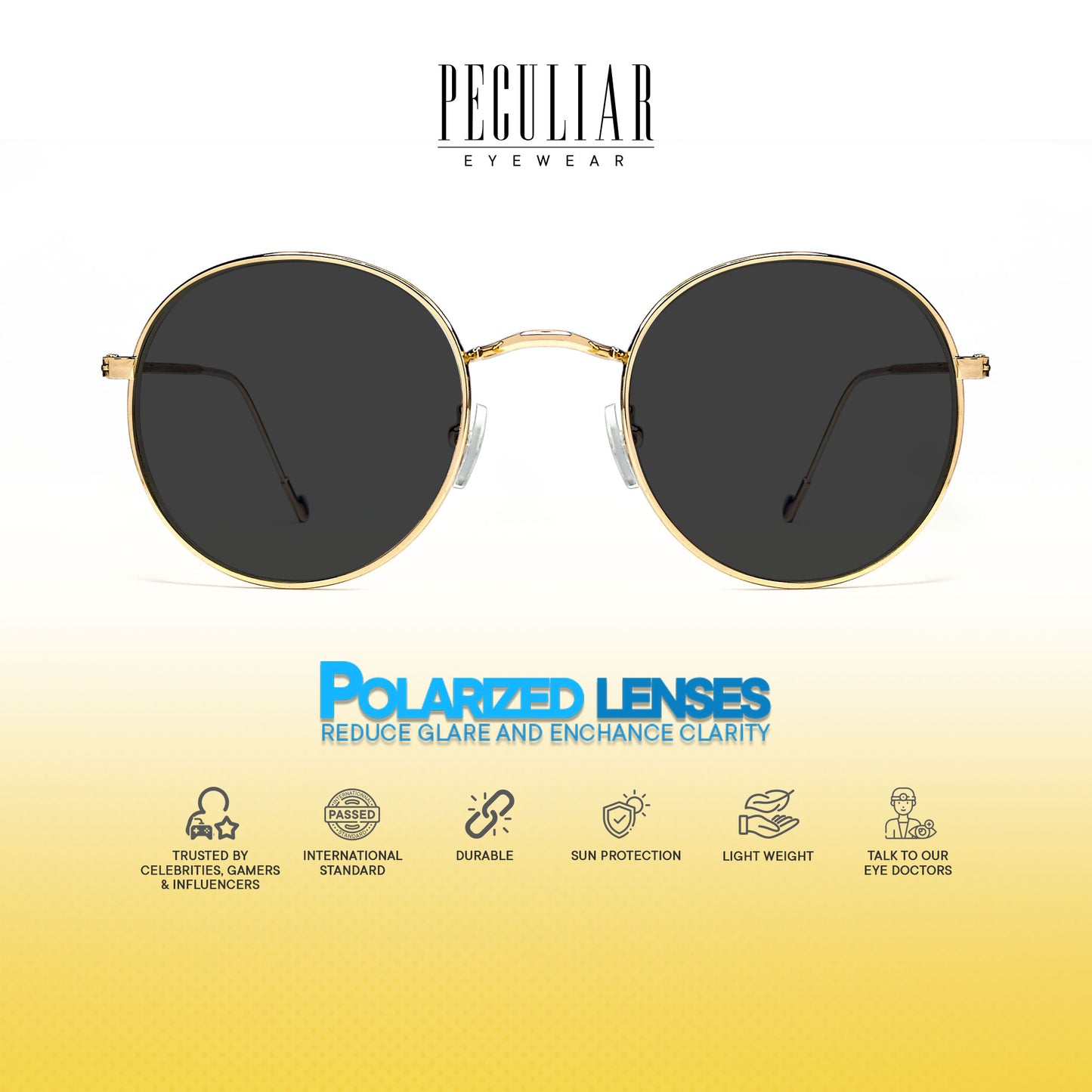 Peculiar Erin Round Metal Sunglass Anti Rad Eyeglass Replaceable Lens Frames PhotoChromic TransitionPro Polarized UV400 Lens Photochromic TAC Lens for Men and Women