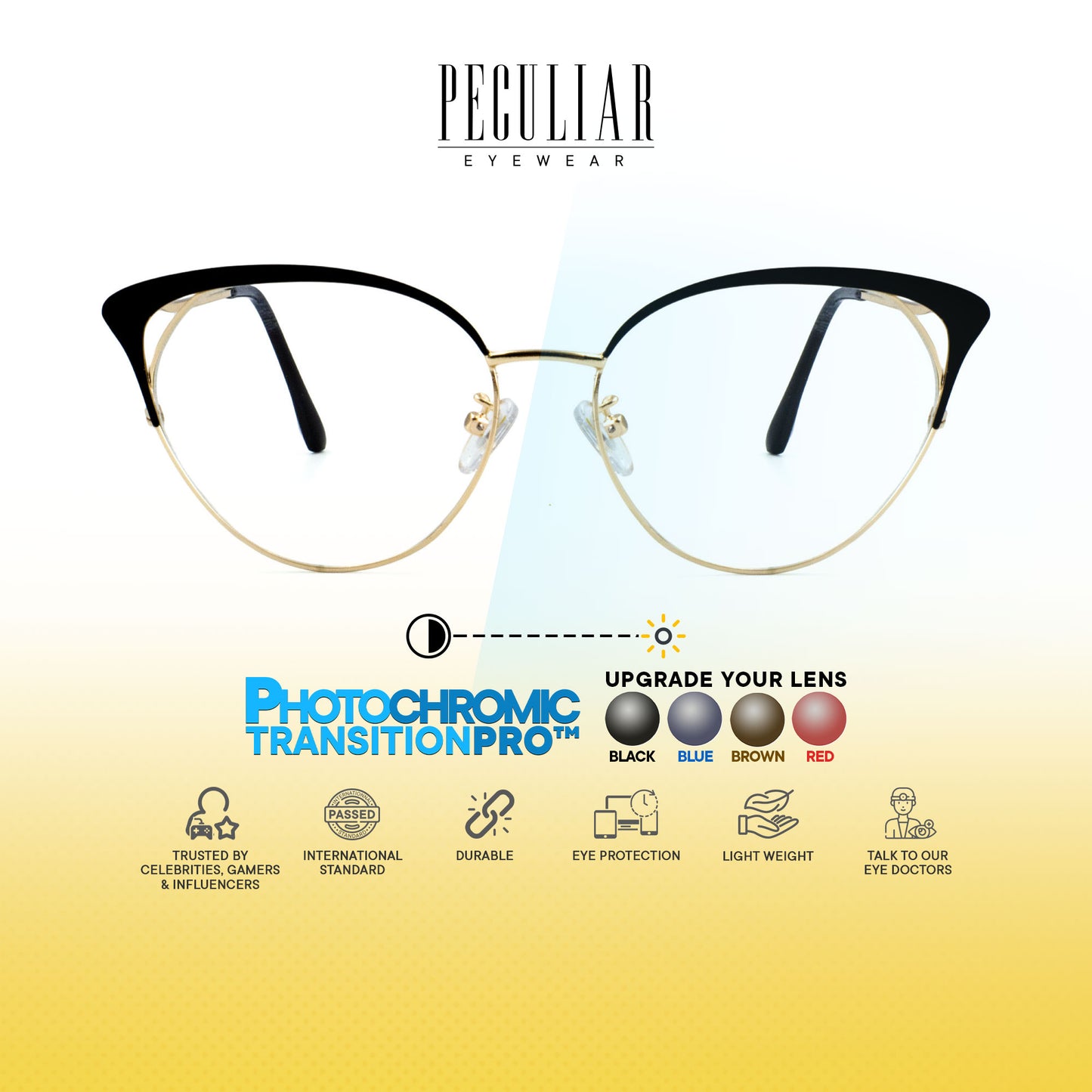 Elizabeth Cat Eye Metal Frame Photochromic TransitionPro