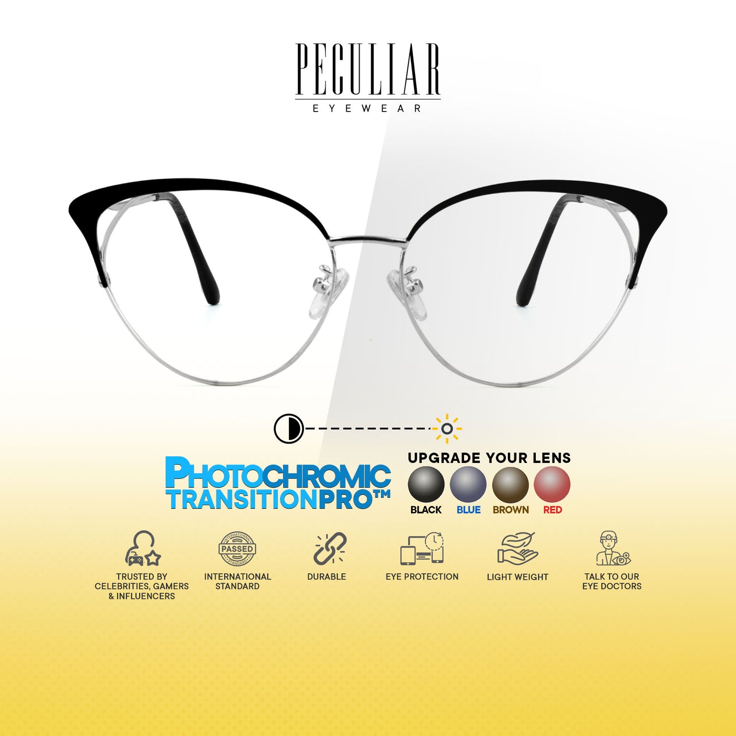 Elizabeth Cat Eye Metal Frame Photochromic TransitionPro