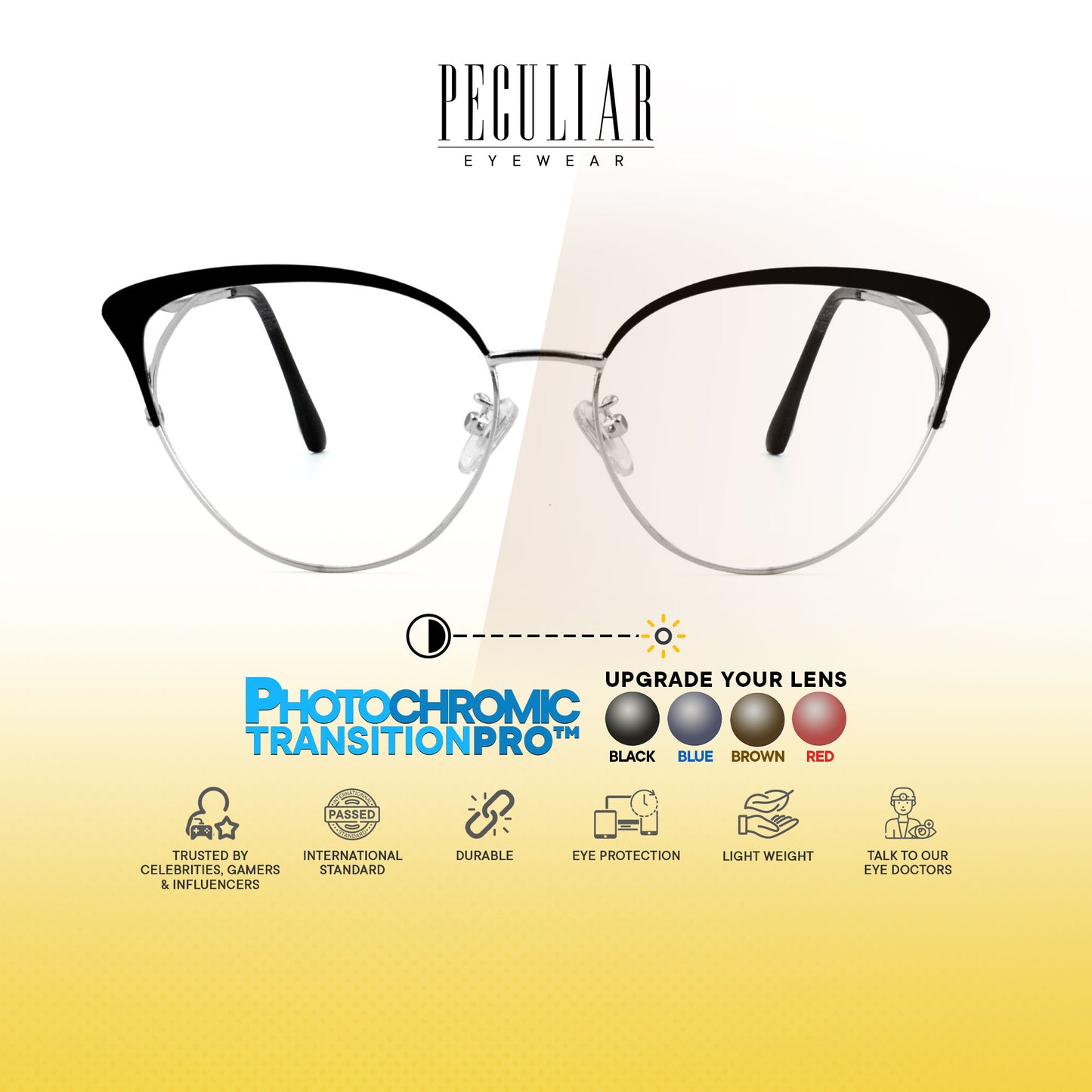 Elizabeth Cat Eye Metal Frame Photochromic TransitionPro