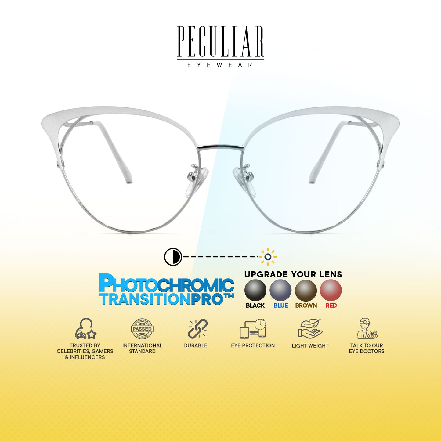 Elizabeth Cat Eye Metal Frame Photochromic TransitionPro