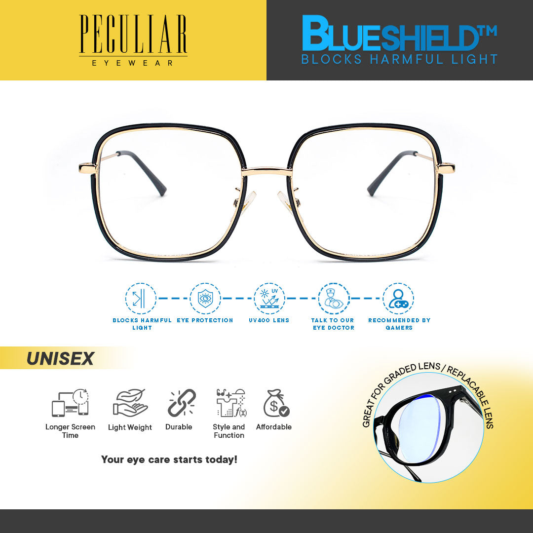 Peculiar KEO Square Computer Eyewear Anti Radiation Glasses UV400 for Men and Women