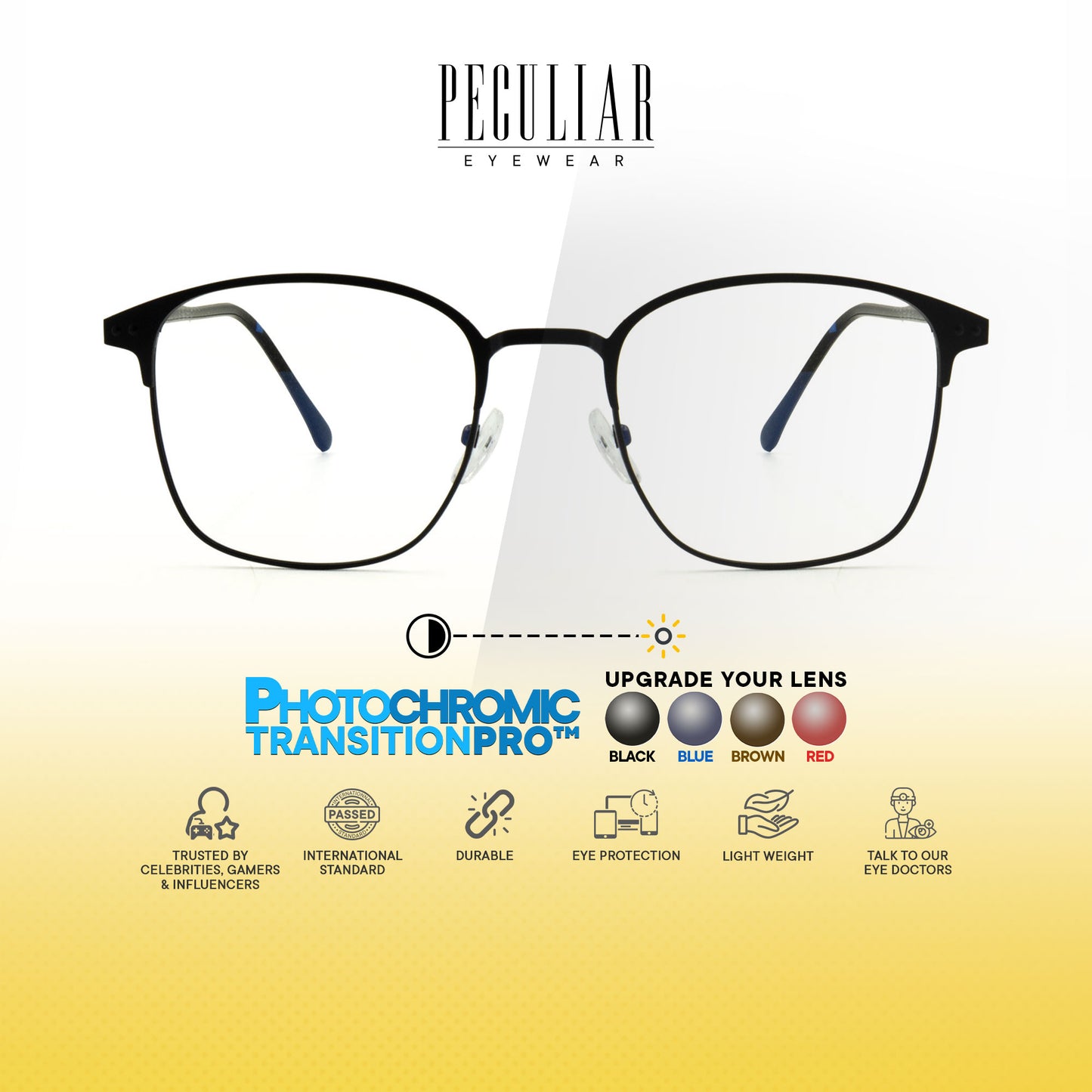 Haru Square Metal Frame Photochromic TransitionPro