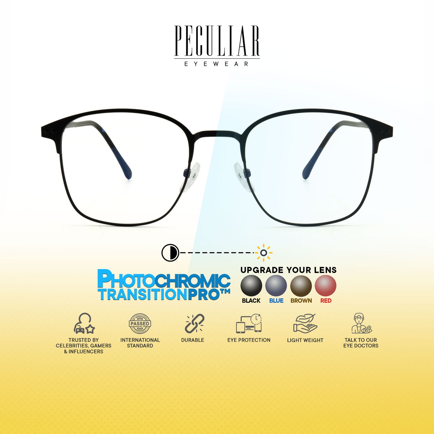 Haru Square Metal Frame Photochromic TransitionPro