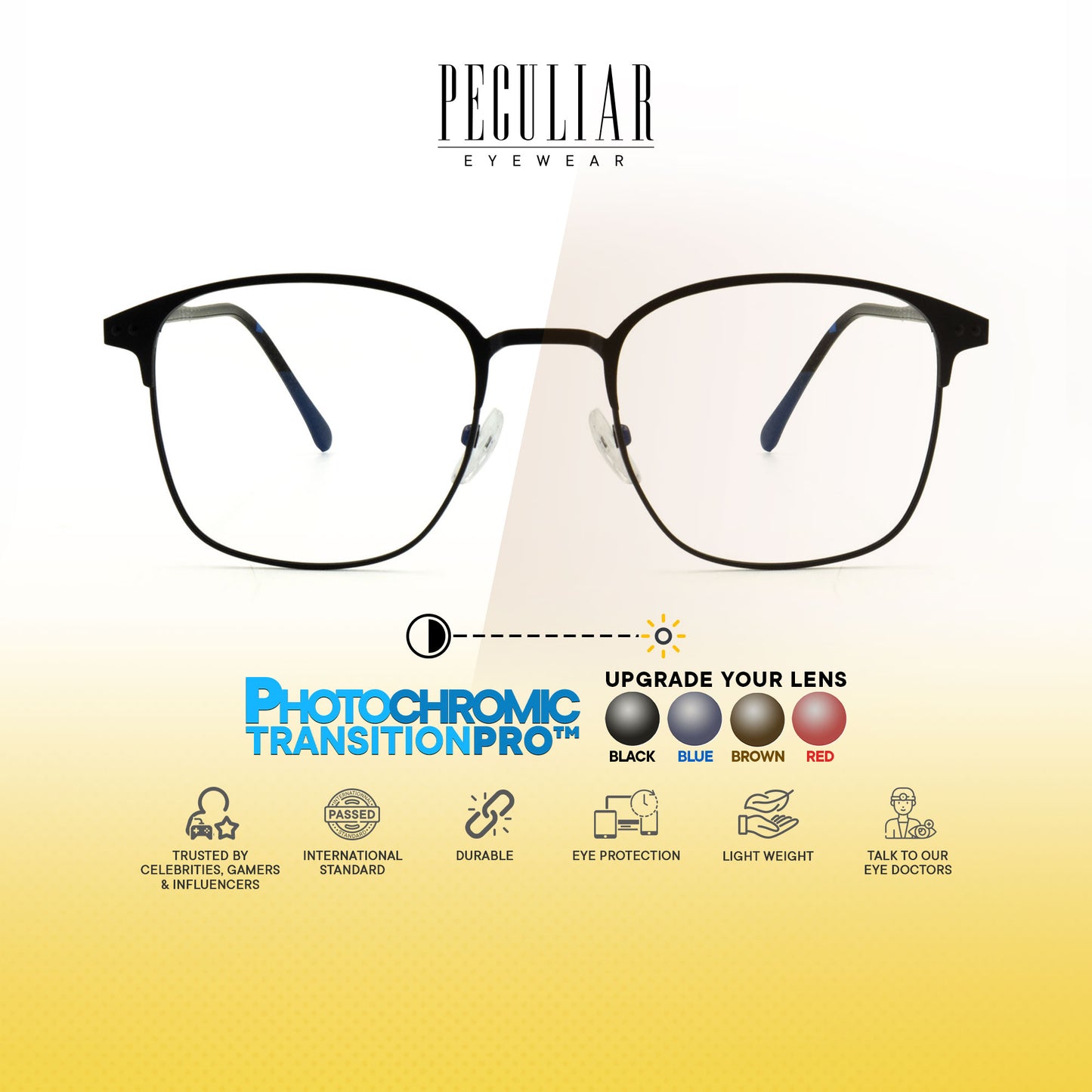 Haru Square Metal Frame Photochromic TransitionPro