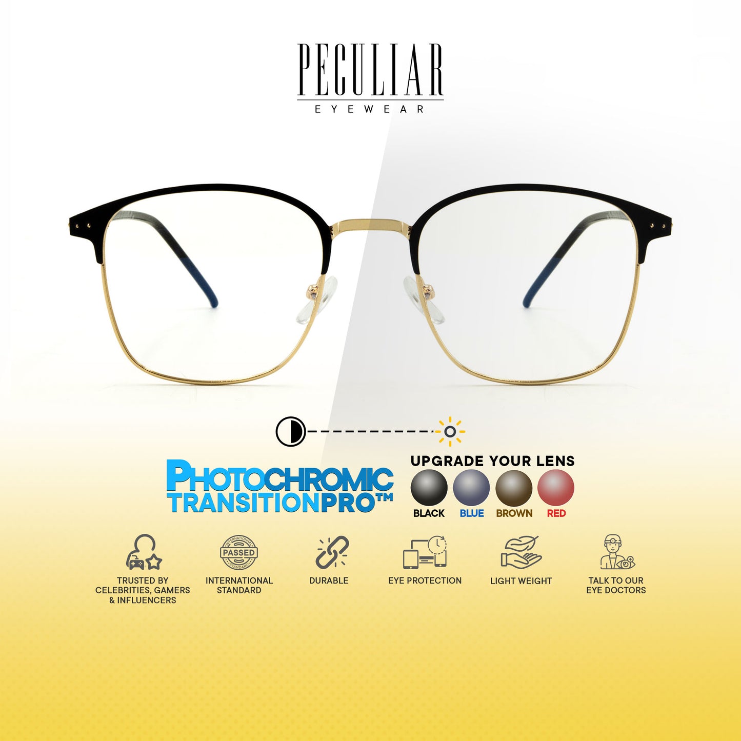 Haru Square Metal Frame Photochromic TransitionPro