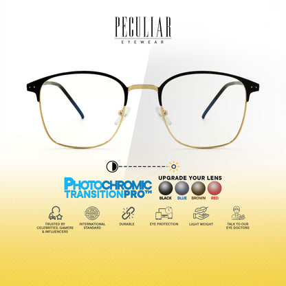 Haru Square Metal Frame Photochromic TransitionPro