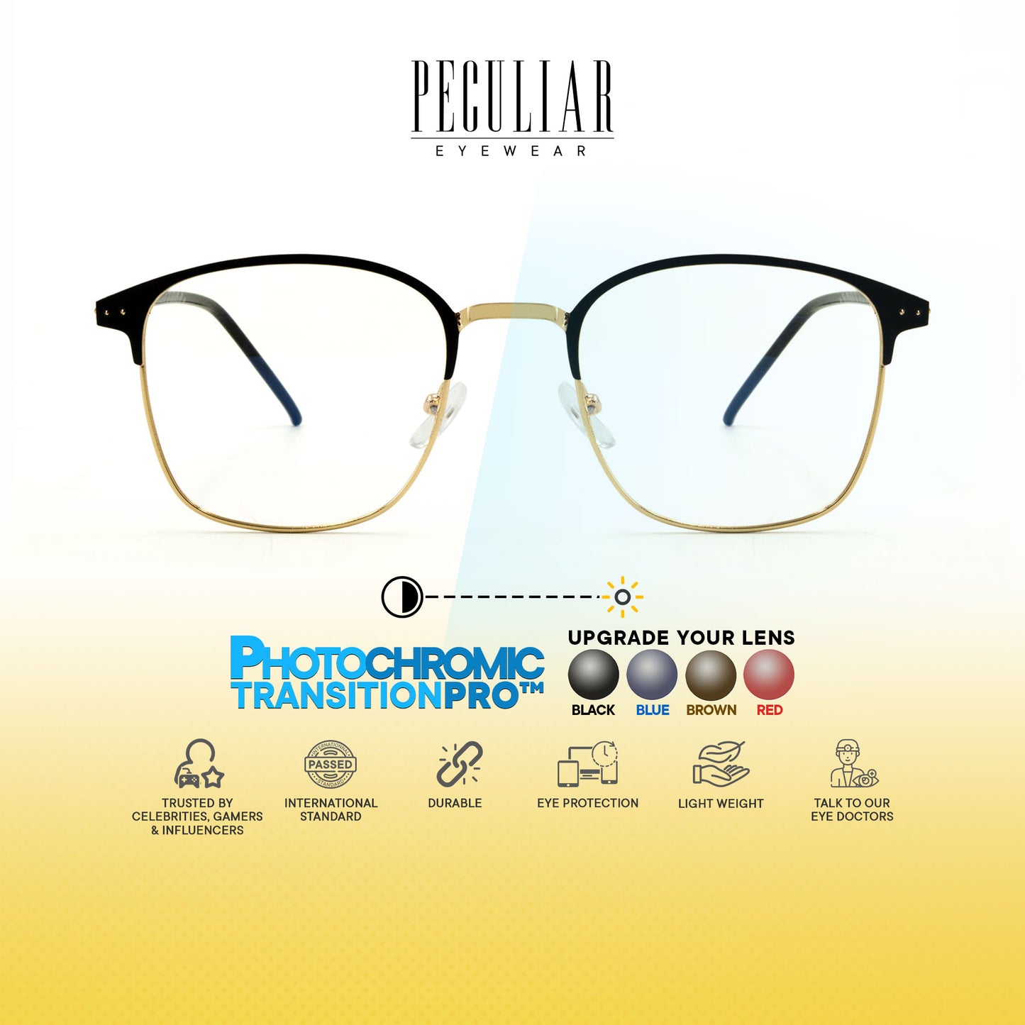 Haru Square Metal Frame Photochromic TransitionPro