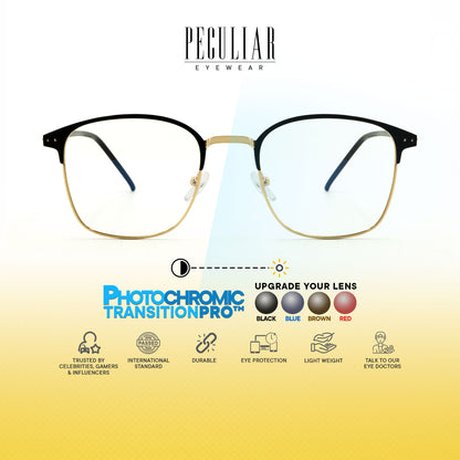 Haru Square Metal Frame Photochromic TransitionPro