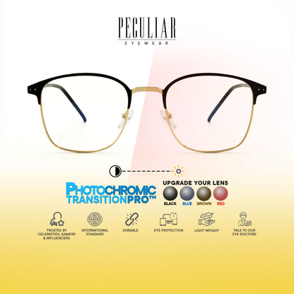 Haru Square Metal Frame Photochromic TransitionPro