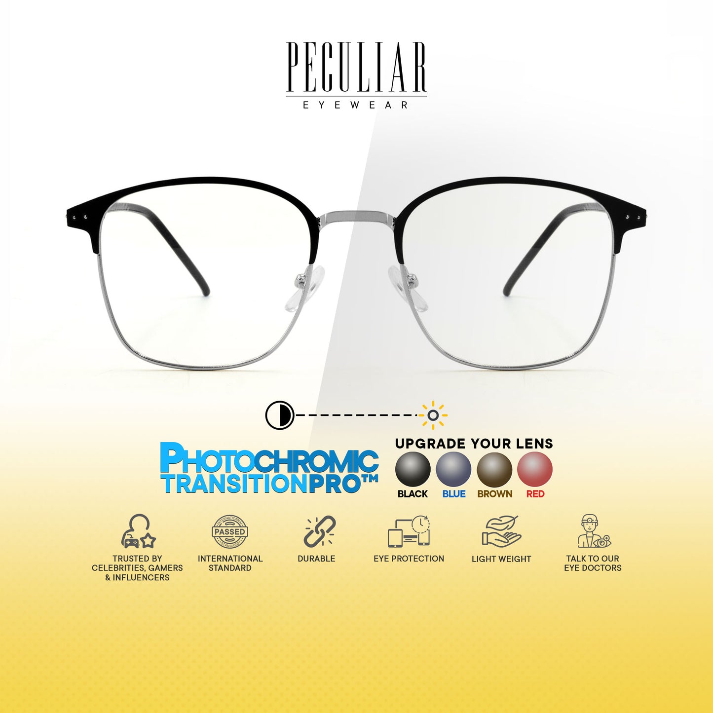 Haru Square Metal Frame Photochromic TransitionPro
