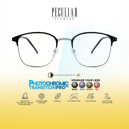 Haru Square Metal Frame Photochromic TransitionPro