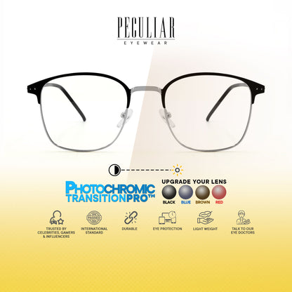 Haru Square Metal Frame Photochromic TransitionPro