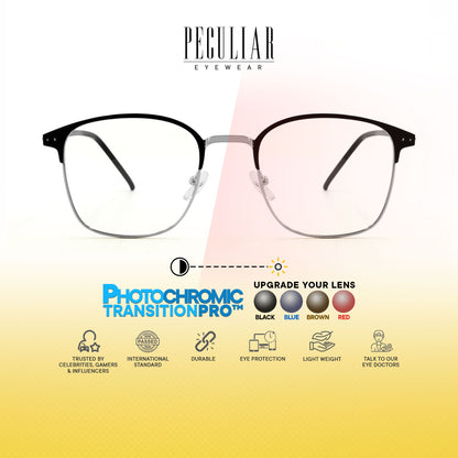Haru Square Metal Frame Photochromic TransitionPro