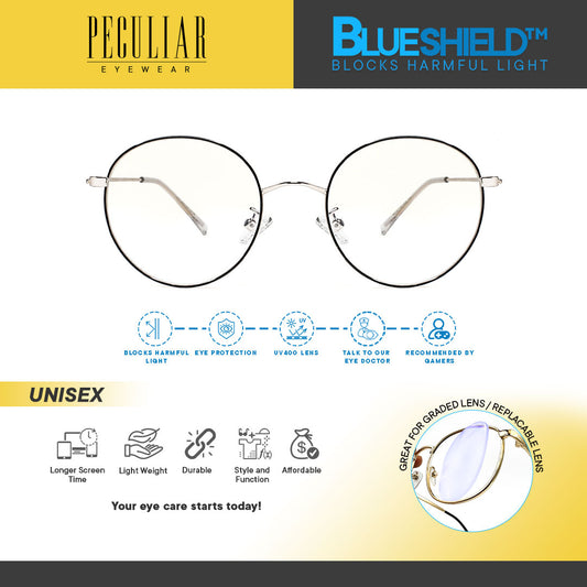 Peculiar SKY Round Metal Frame Anti Radiation Glasses UV400