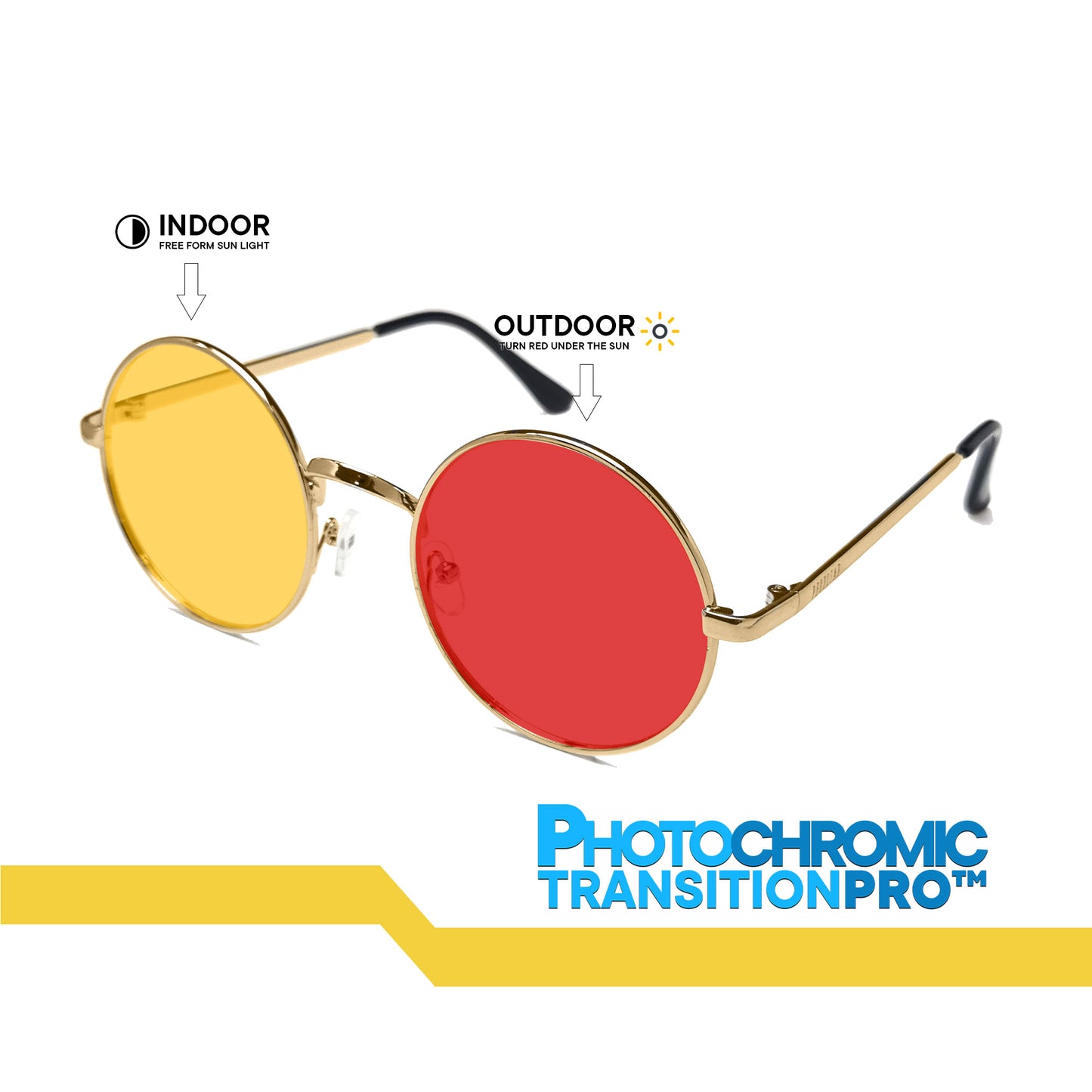 Peculiar Eli Round Metal Black Lens Sunglass Polarized Anti Rad Eyeglass Replaceable Lens Frames PhotoChromic TransitionPro  UV400 Lens Photochromic TAC Lens for Men and Women