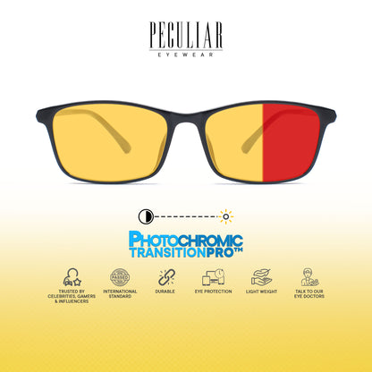 Peculiar Sean Rectangle Acetate Sunglass Anti Rad Eyeglass Replaceable Lens Frames PhotoChromic TransitionPro Polarized UV400 Lens Photochromic TAC Lens for Men and Women