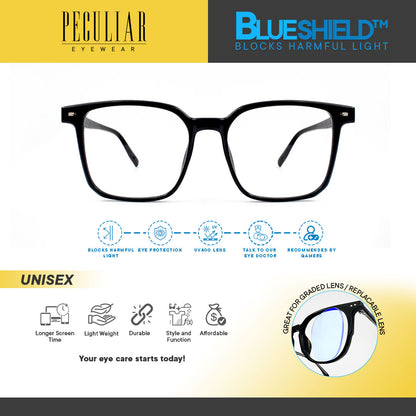 Peculiar Eyewear QUINN Square Anti Radiation Sunglasses Replaceable Lenses for Men and Women