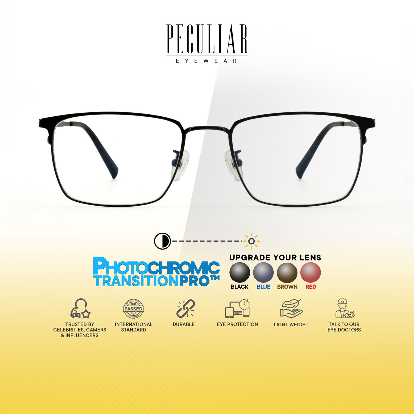 Oku Rectangle Metal Titanium Photochromic TransitionPro