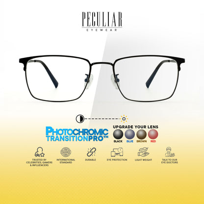 Oku Rectangle Metal Titanium Photochromic TransitionPro