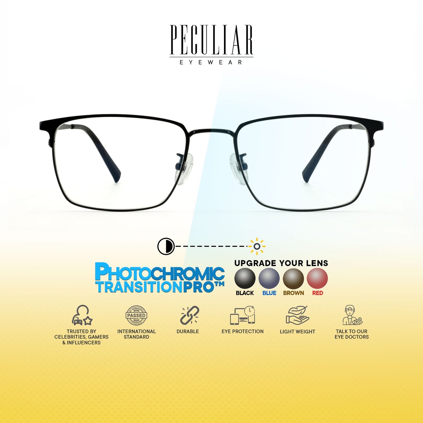 Oku Rectangle Metal Titanium Photochromic TransitionPro