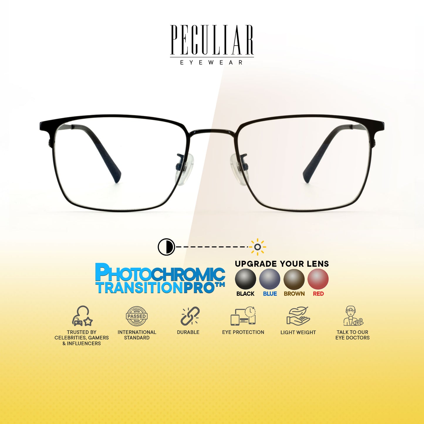 Oku Rectangle Metal Titanium Photochromic TransitionPro