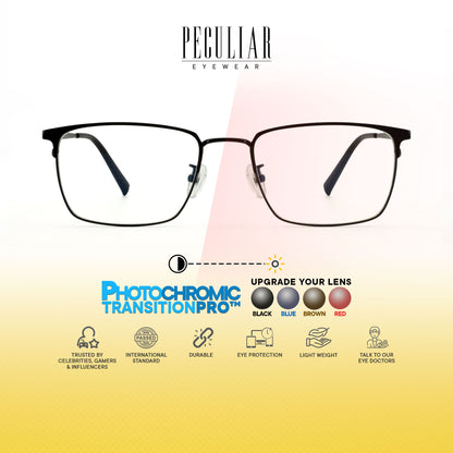 Oku Rectangle Metal Titanium Photochromic TransitionPro