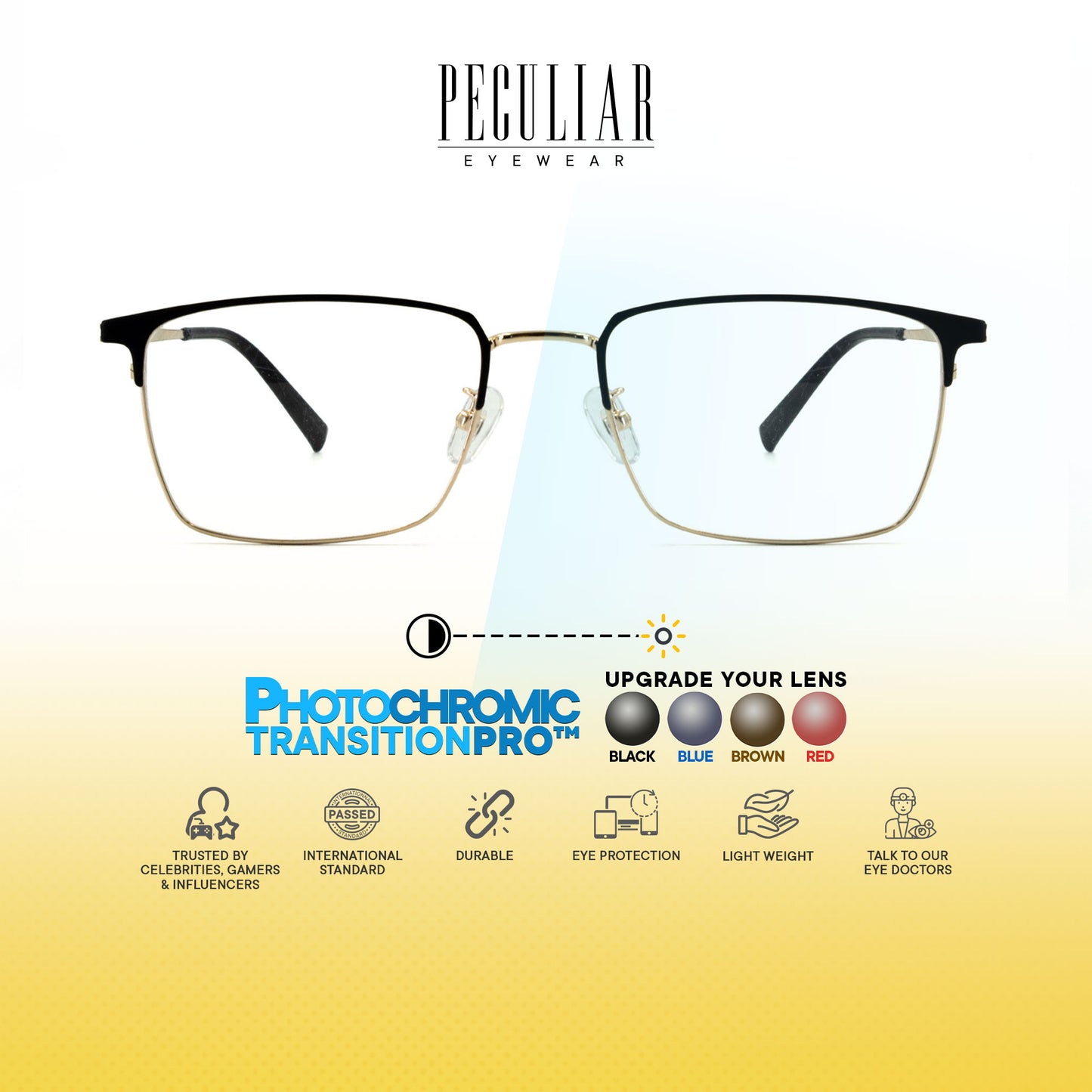 Oku Rectangle Metal Titanium Photochromic TransitionPro