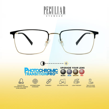Oku Rectangle Metal Titanium Photochromic TransitionPro