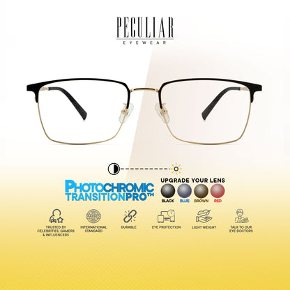 Oku Rectangle Metal Titanium Photochromic TransitionPro
